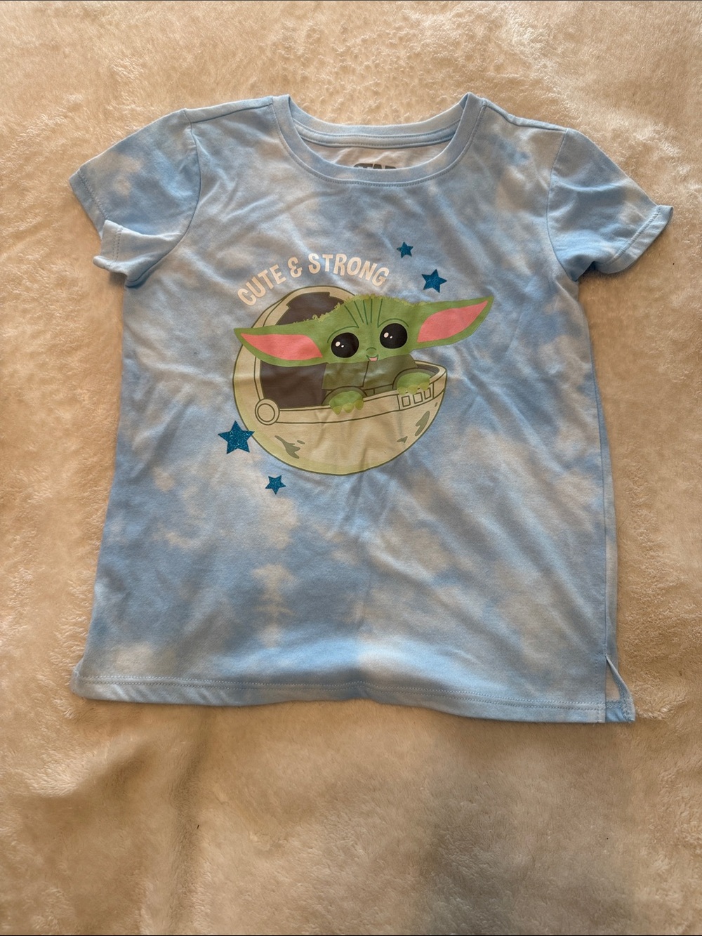 Star Wars Light Blue Baby Yoda "Cute & Strong" Graphic Tee